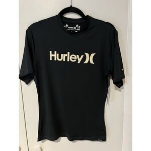 NWT Hurley OAO Quickdry Rashguard Black UPF 50+ Shirt Women's Large